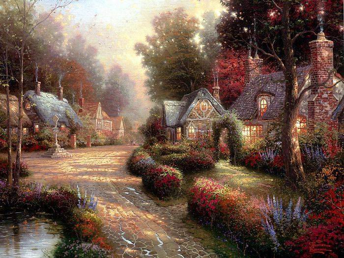 (image for) Thomas Kinkade paintings, NO.18 Handmade oil painting Copy paintings of famous artists paintings - Click Image to Close
